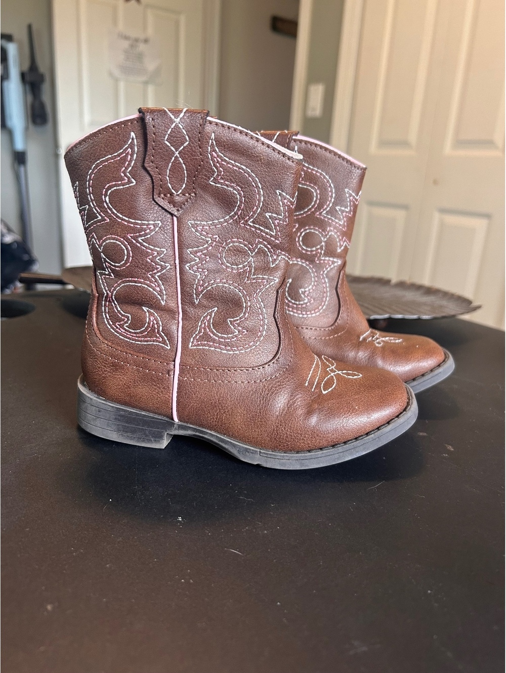 Brown Leather Western Cowboy Boots Size 9